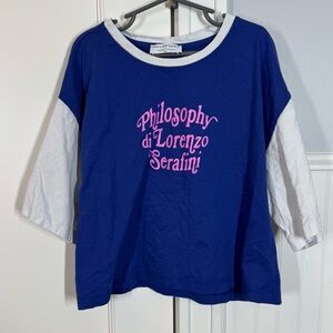 Philosophy do Lorenzo Serafini size 12 kids baseball ringer graphic novelty tee